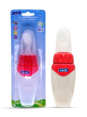 KIDLON SILICONE FOOD FEEDER WITH SPOON RED